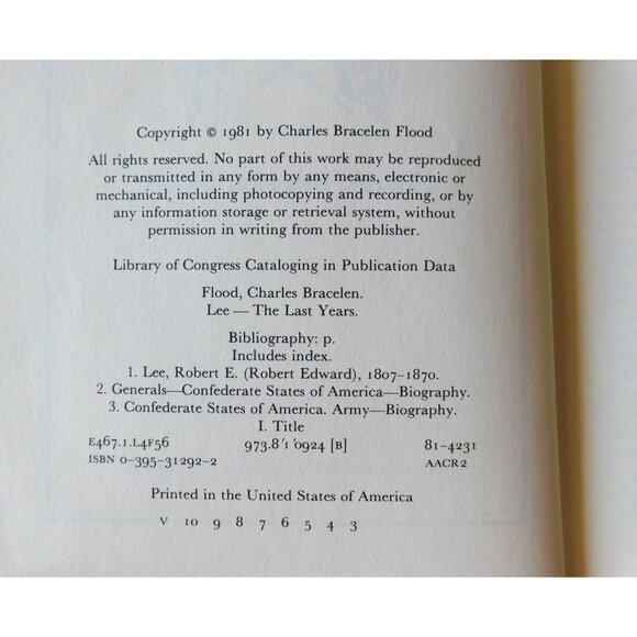 Lee The Last Years By Charles Bracelen Flood 1981 HBDJ with Letters and Clipping - Picture 5 of 11